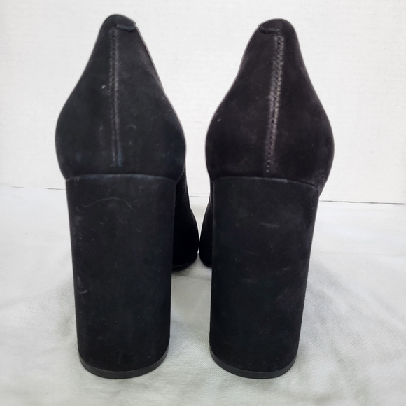 Schultz black suede block heel rounded toe slip on heels. Size 10B - Picture 8 of 16
